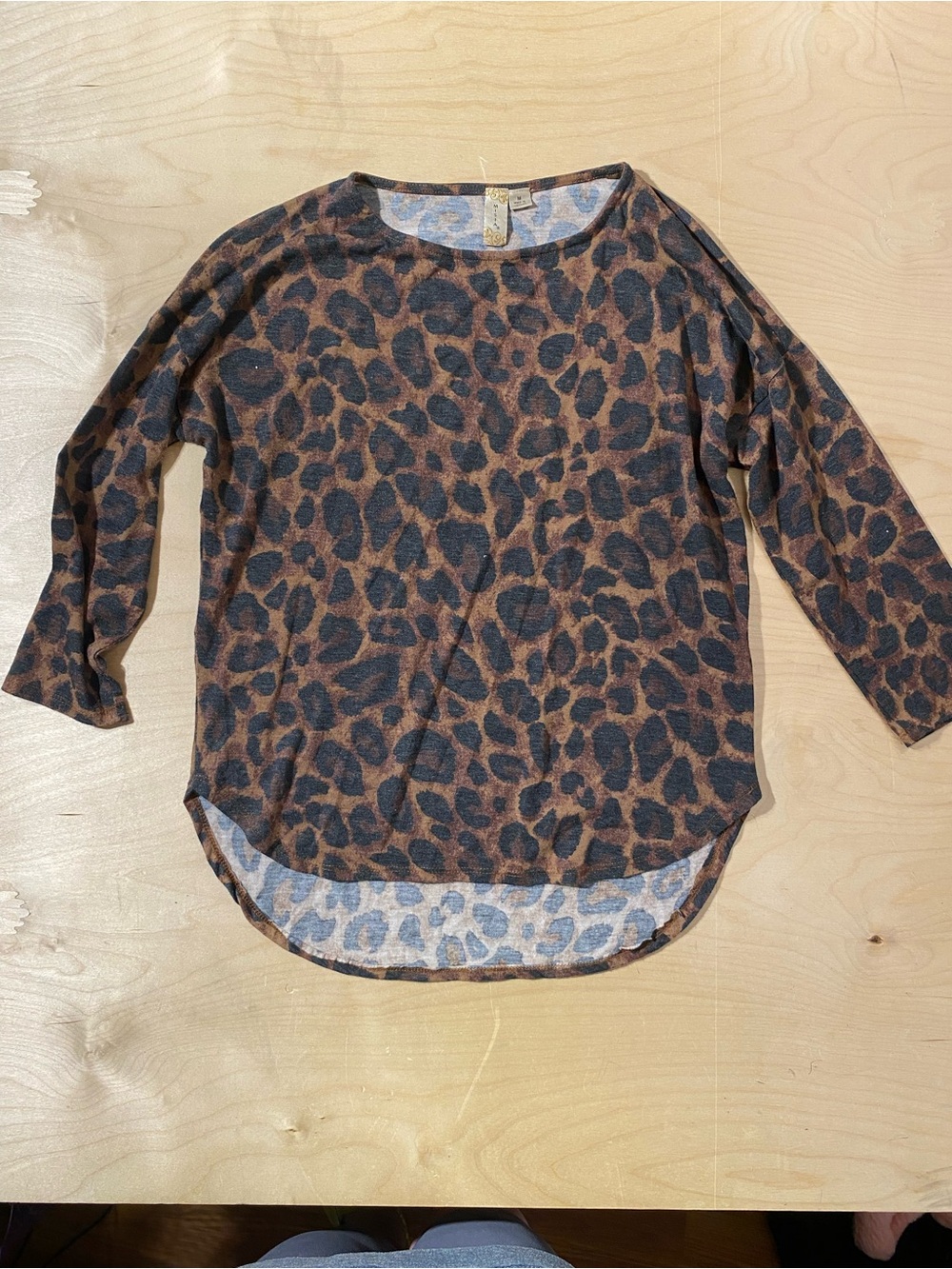 Misia Brown and Black Leopard-Print Long Sleeve Top Medium (SS)